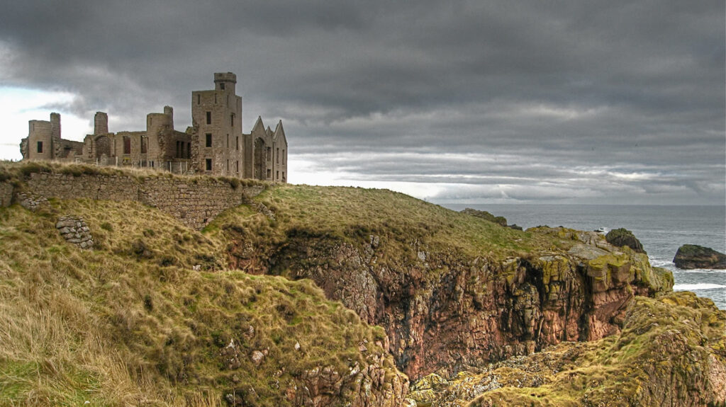 Slains Castle ruins on the cliffs near Cruden Bay